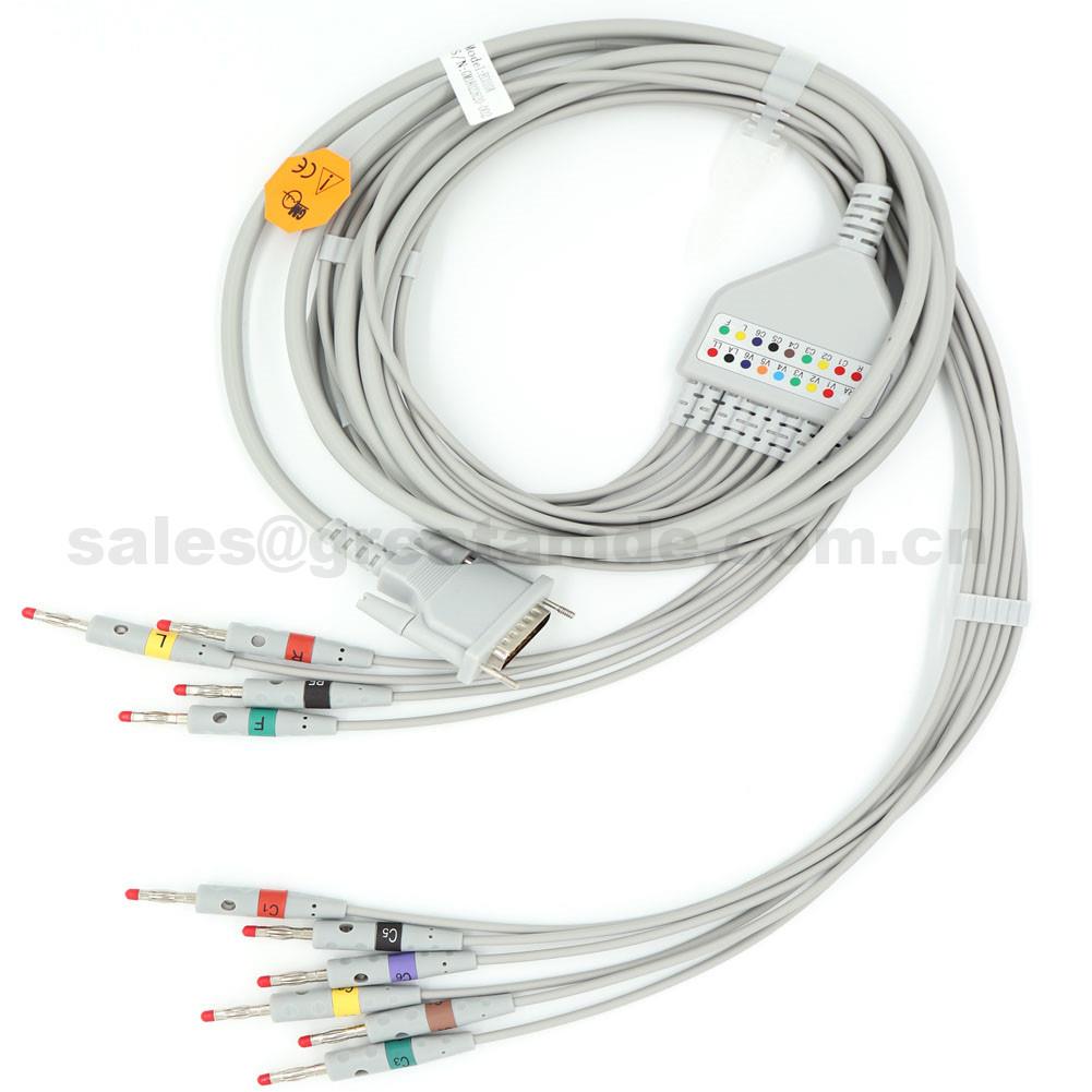 EC010A schiller EKG-kabel, IEC, DB15M Banana 4.0, AT-1, Bruk sammen med Schiller AT-102, CS-200, EC010A schiller EKG cable , IEC, DB15M Banana 4.0 , AT-1 ,Use with Schiller AT-102, CS-200,