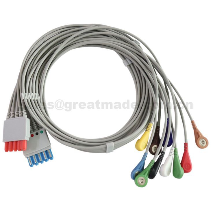 10-leder EKG Leadwire kompatibel med HP / Philips 78352C, 78354C