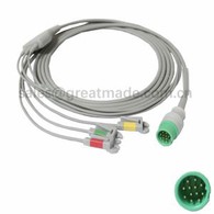 Kompatibel Biolight A3, A5, A6, A8, Q5 EKG-kabel med Leadwiresie. IEC, 3-Lead, Grabber, Green 12pin