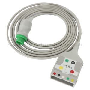 Kompatibel med Mennen Medical ECG Trunk-kabel, 5-bly, 13pin -> AA 2pin, AHA, bruk med Hp 5-bly kompatibel blyledning
