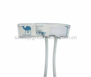 Neonat # 2 Engangs Mansjettknapp, 4-8cm Arm Omkrets, Hvit Med Lyseblå, Dobbel Tube