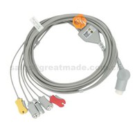 Ett stykke EKG-kabel med blyledninger, 5-bly, IEC, Grabber, rund 12pin
