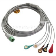 Kompatibel med Comen C50 C60 C80 5-leder EKG-kabel med kabler rundt 12PIN bruk med pasientmonitor.